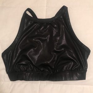 JOYLAB Black Metallic High-Neck Sports Bra